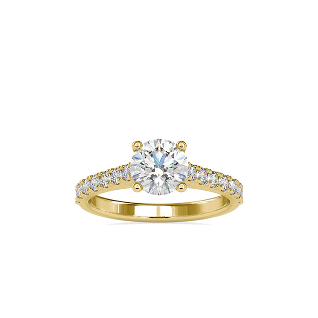 round solitaire lab-grown diamond ring in yellow gold