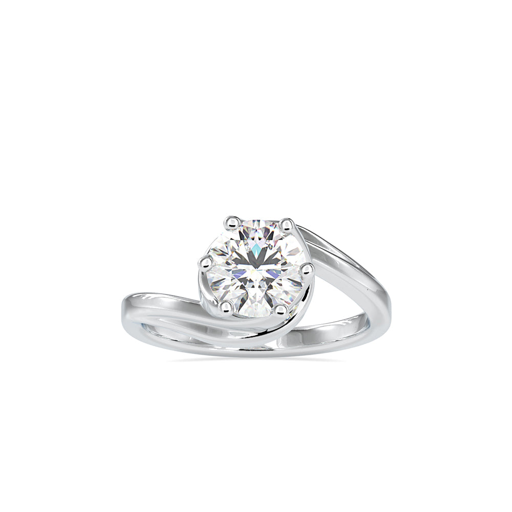 round cut solitaire lab-grown diamond ring in white gold