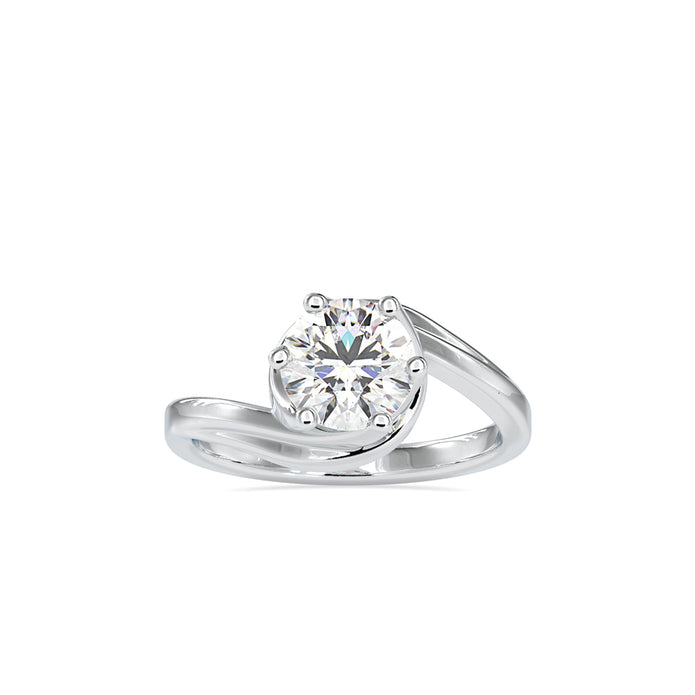 round cut solitaire lab-grown diamond ring in white gold