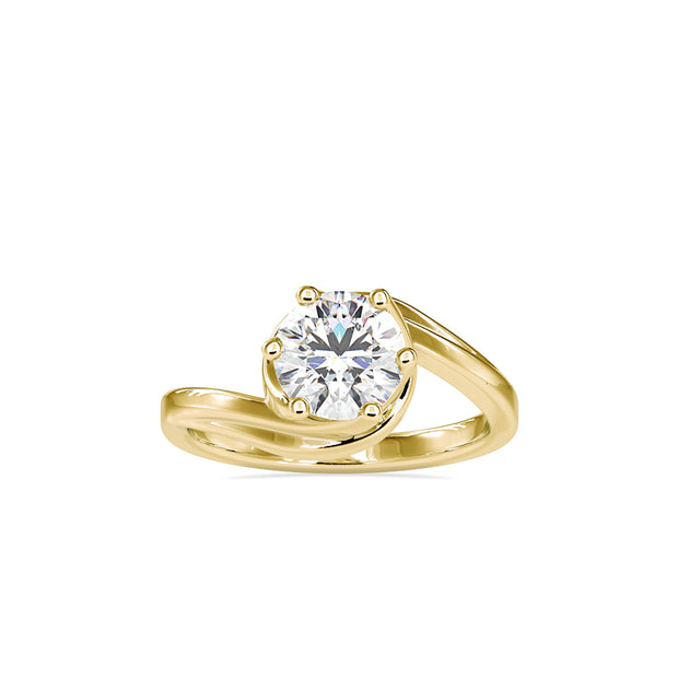 round cut solitaire lab-grown diamond ring in yellow gold