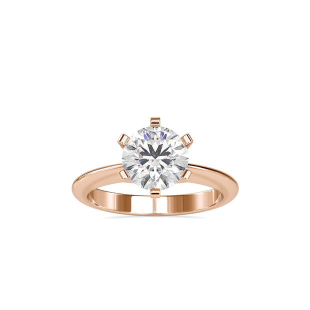 round solitaire lab-grown diamond ring in rose gold