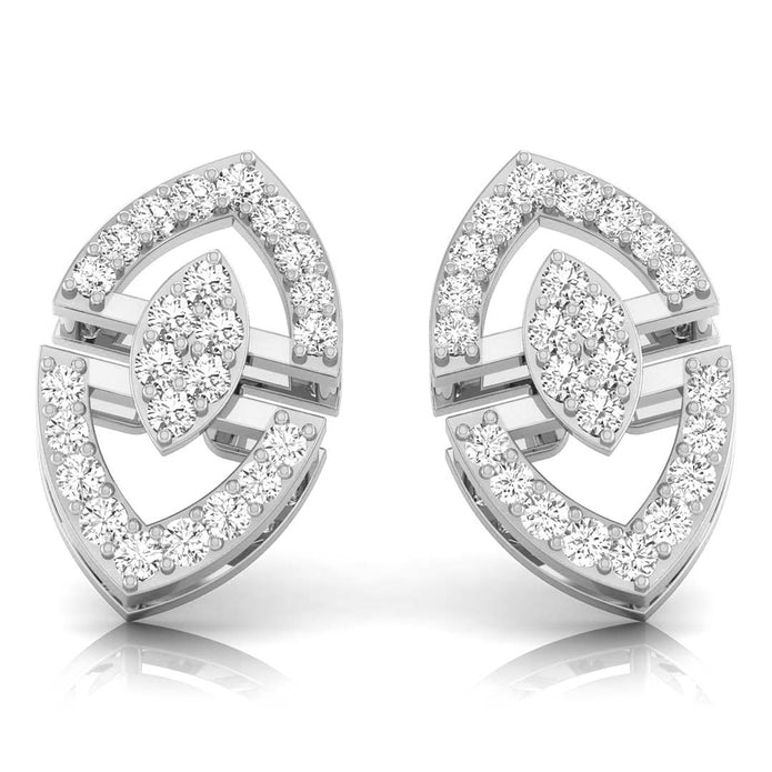 round cluster diamond stud earrings in white gold