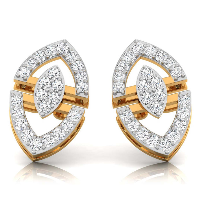 round cluster diamond stud earrings in yellow gold