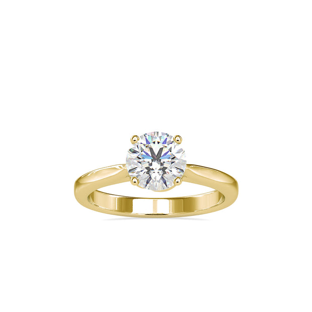 round cut prong lab-grown diamond ring in yellow gold