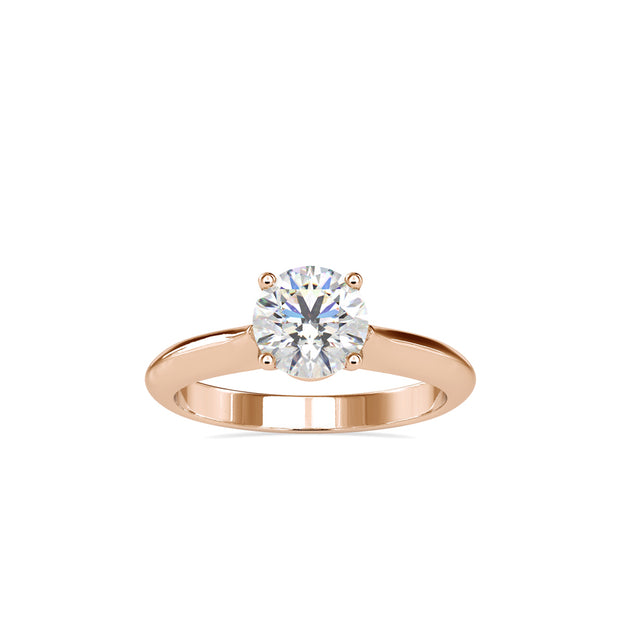 round cut prong set lab-grown diamond ring in rose gold