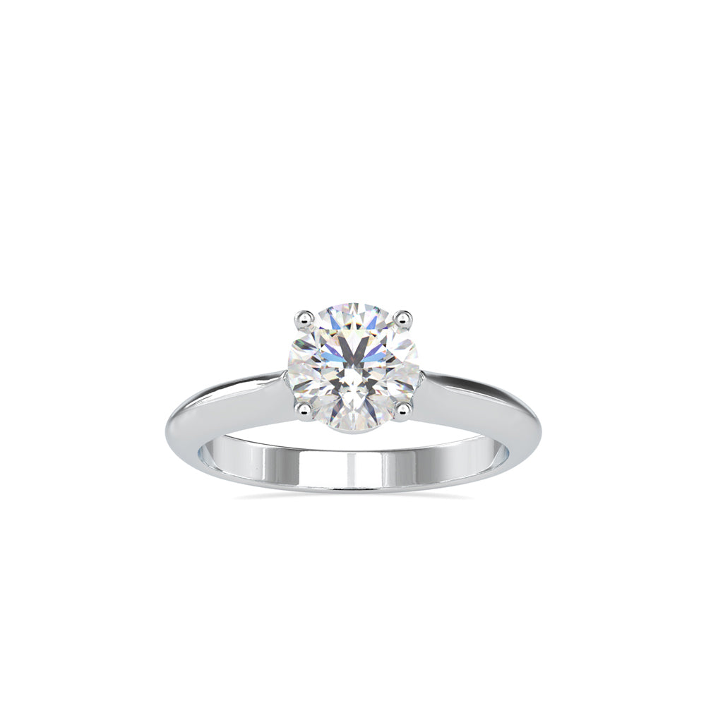 round cut prong set lab-grown diamond ring in white gold