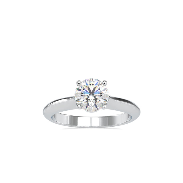 round cut prong set lab-grown diamond ring in white gold