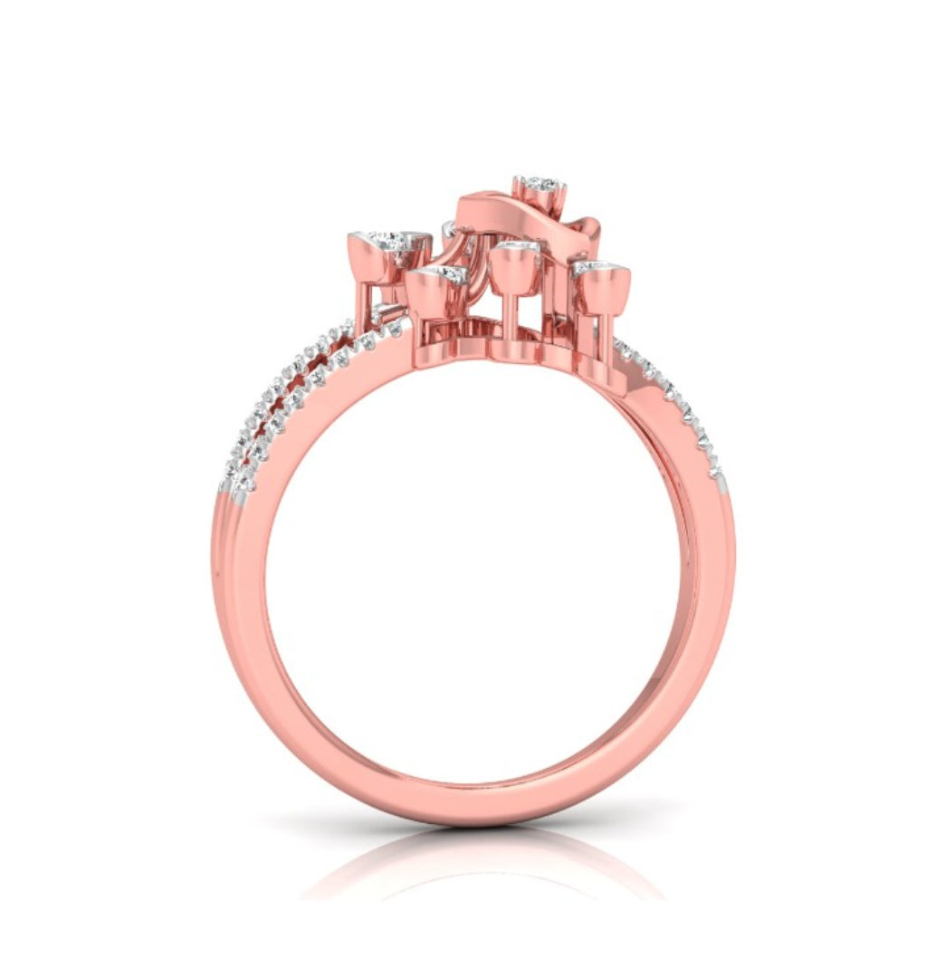 round cut prong set diamond ring in rose gold