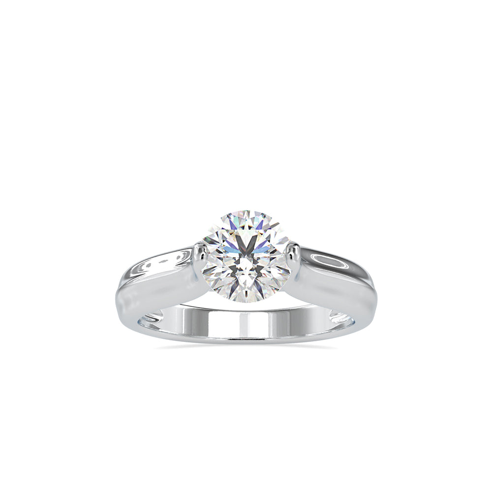 round cut solitaire lab-grown diamond ring in white gold