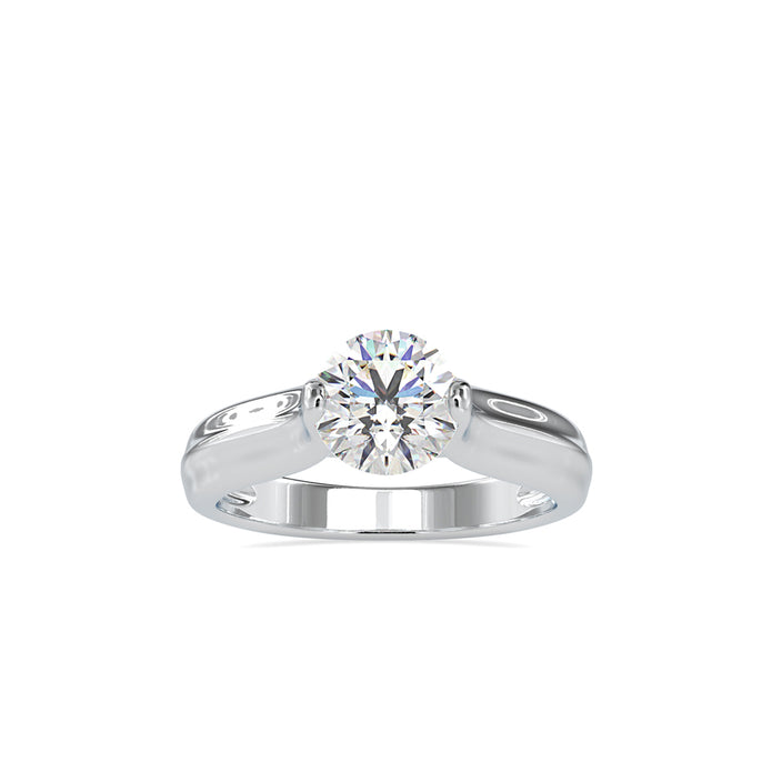 round cut solitaire lab-grown diamond ring in white gold