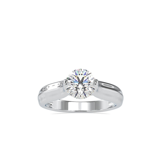 round cut solitaire lab-grown diamond ring in white gold