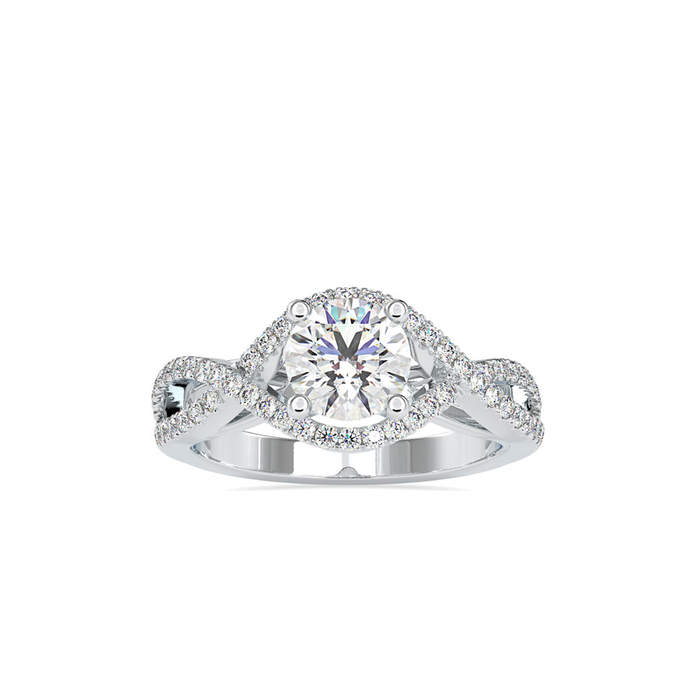 round cut solitaire lab-grown diamond ring in white gold