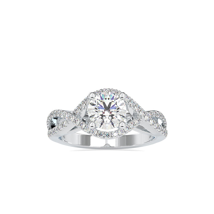 round cut solitaire lab-grown diamond ring in white gold