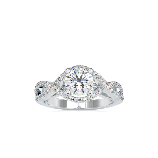 round cut solitaire lab-grown diamond ring in white gold