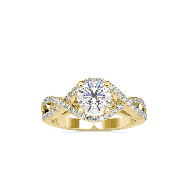 round cut solitaire lab-grown diamond ring in yellow gold