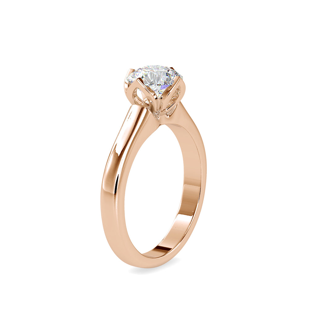 round cut solitaire tulip setting lab-grown diamond ring in rose gold