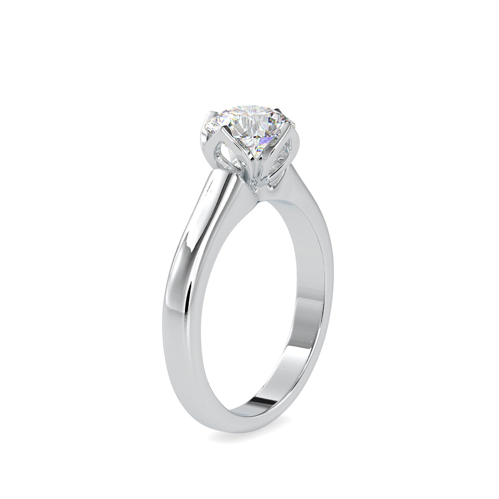 round cut solitaire tulip setting lab-grown diamond ring in white gold