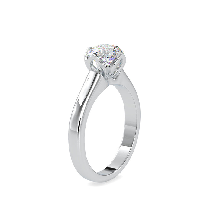 round cut solitaire tulip setting lab-grown diamond ring in white gold