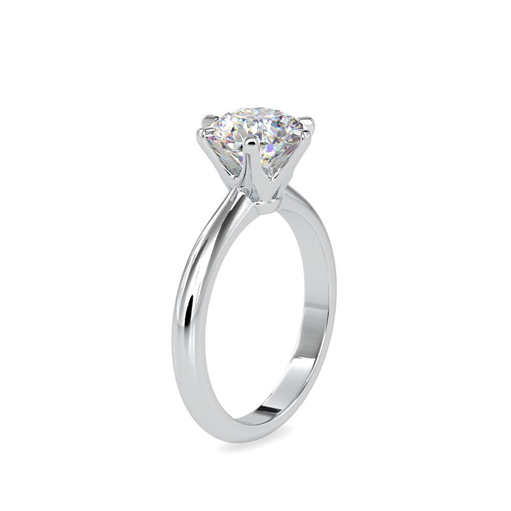 round cut solitaire diamond ring in white gold