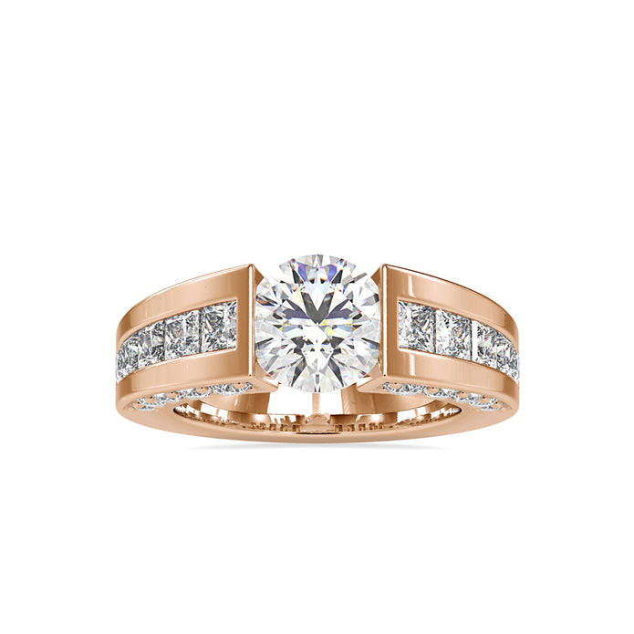 round cut tension lab-grown diamond ring in rose gold