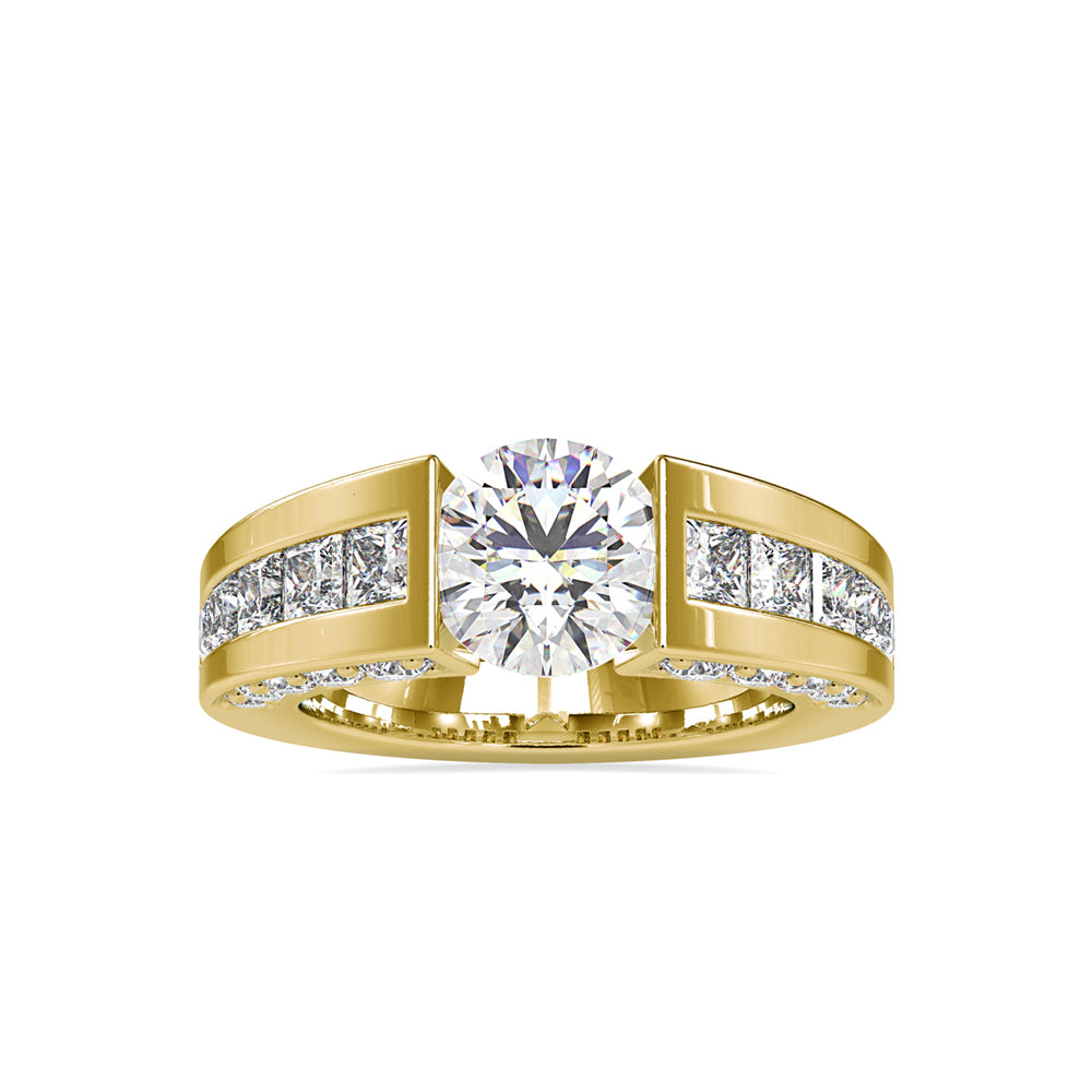 round cut tension lab-grown diamond ring in yellow gold