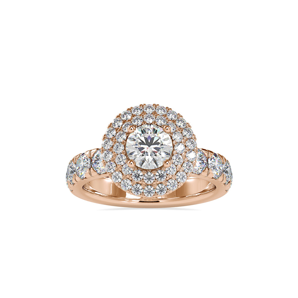 round double halo lab-grown diamond ring in rose gold