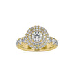 round double halo lab-grown diamond ring in yellow gold