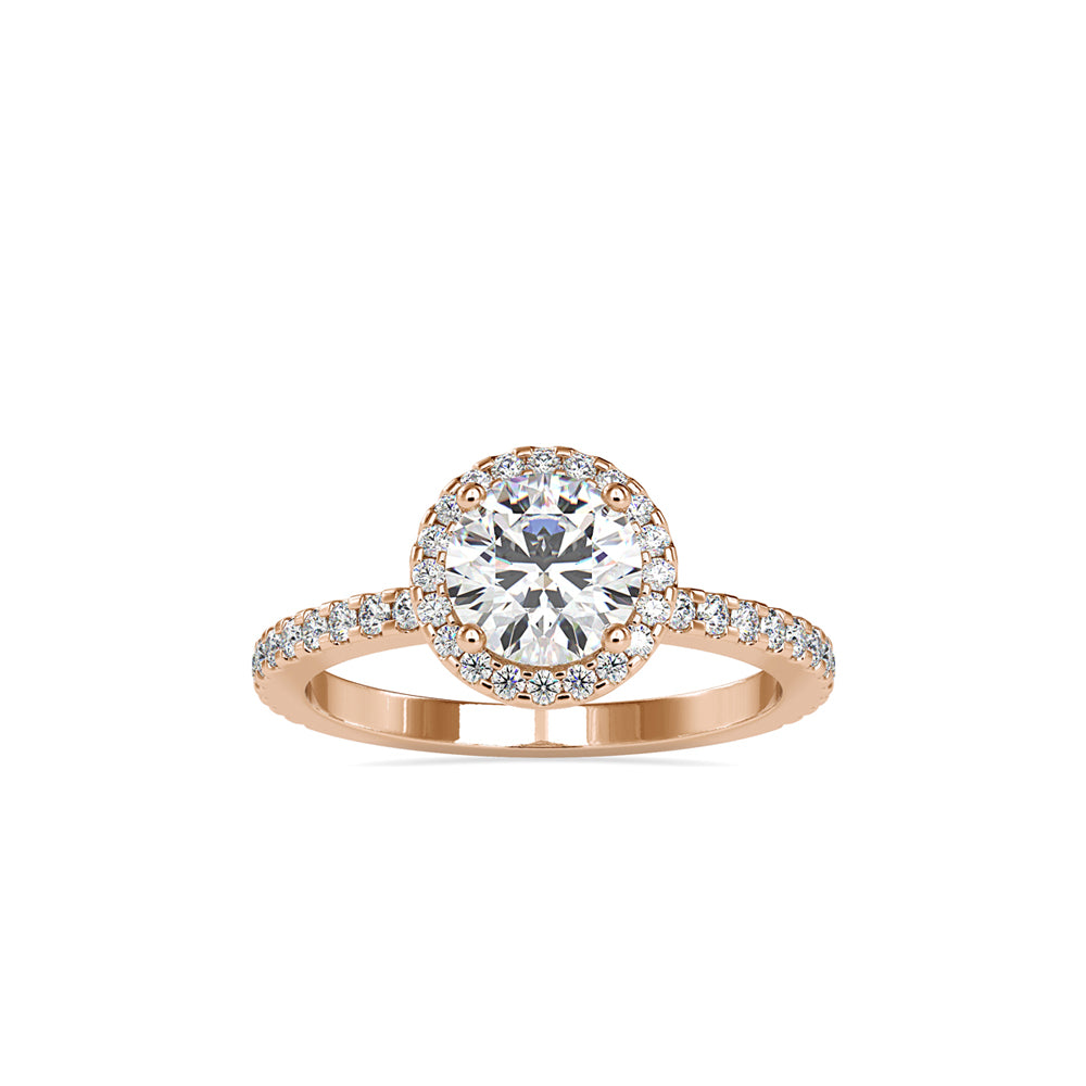 round halo lab-grown diamond ring in rose gold