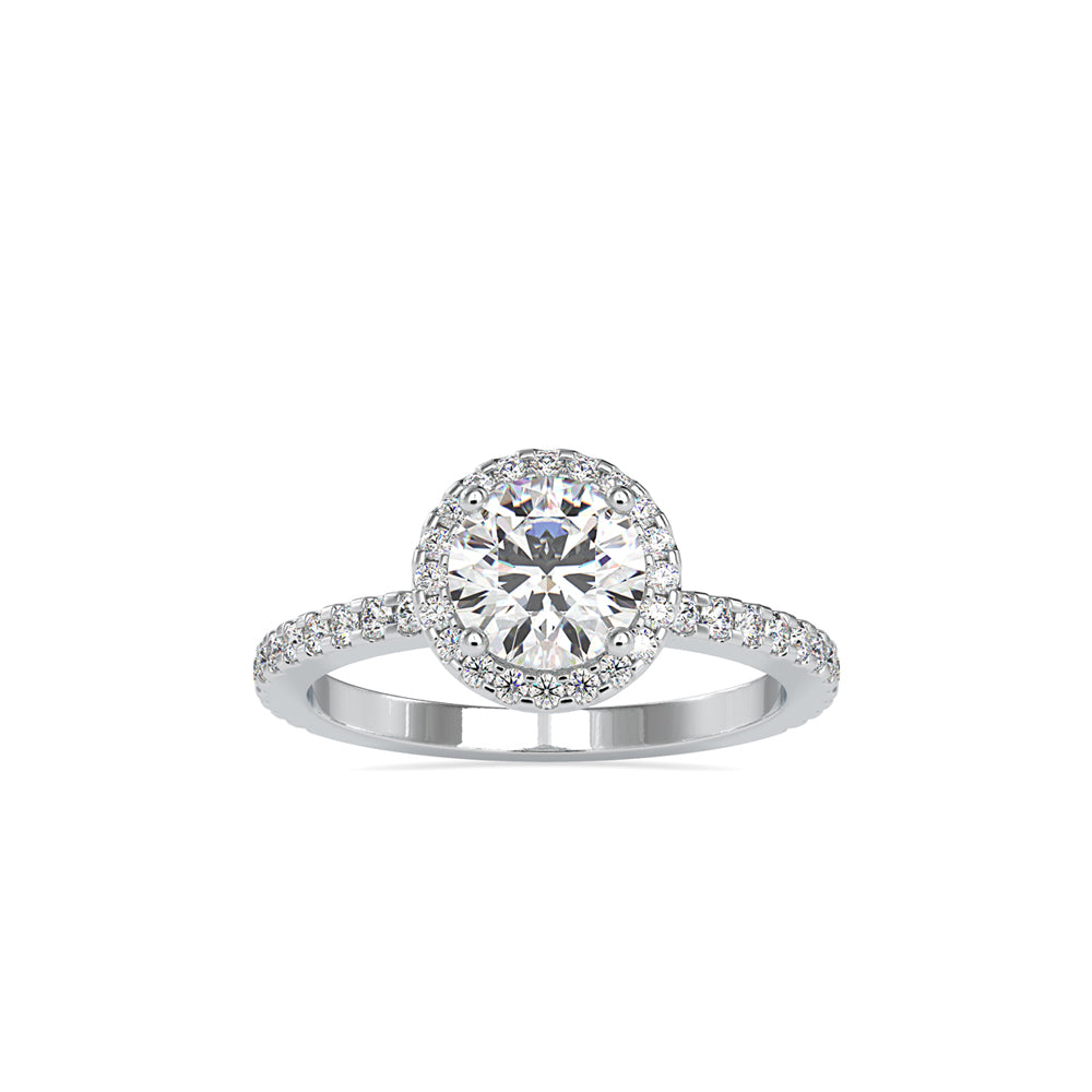 round halo lab-grown diamond ring in white gold