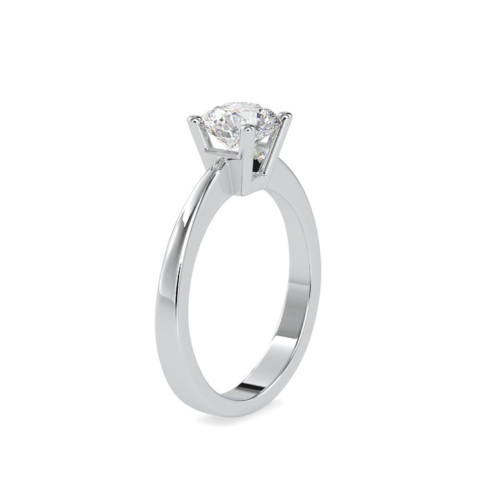 round cut prong solitaire lab-grown diamond ring in white gold