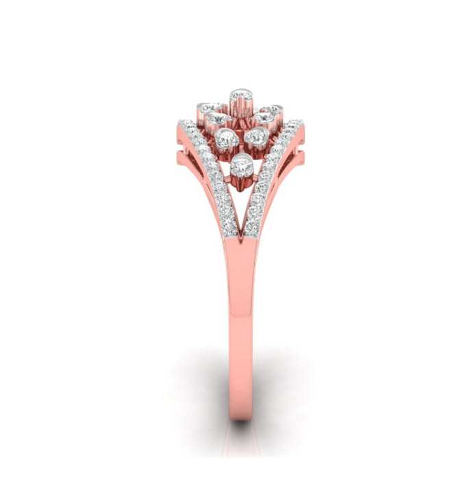 round prong half bezel diamond ring in rose gold