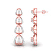 round diamond dangler earrings in rose gold