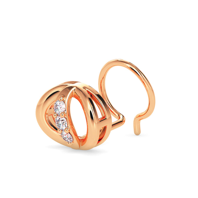 Rose Gold Round Prong Lab-Grown Diamond Stud Nosepin