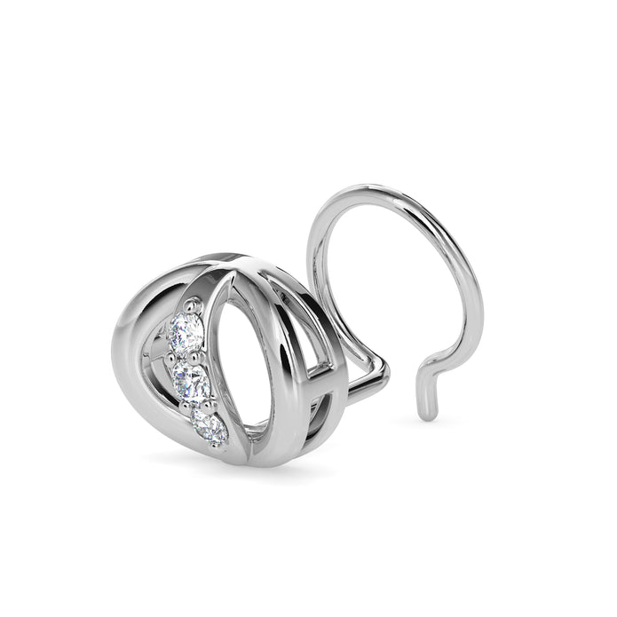 round shape prong lab-grown diamond wire back stud nosepin in white gold