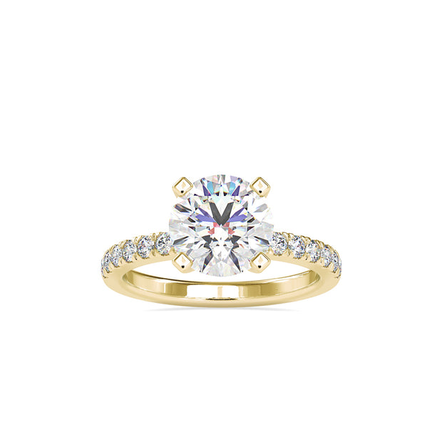 round cut solitaire lab-grown diamond ring in yellow gold