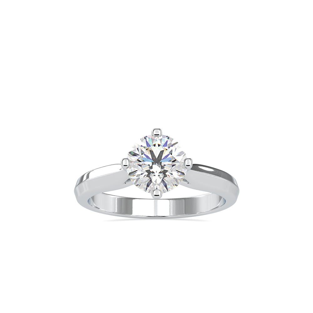 round cut solitaire lab-grown diamond ring in white gold