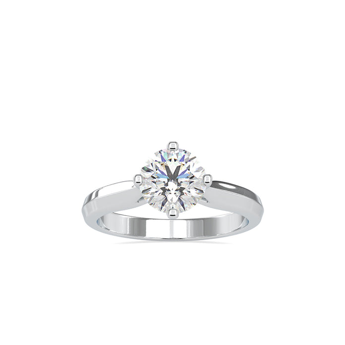 round cut solitaire lab-grown diamond ring in white gold