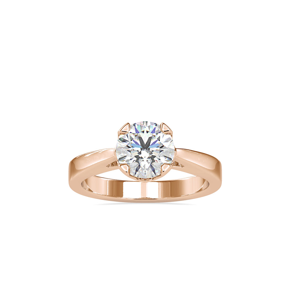 round cut tulip solitaire diamond ring in rose gold
