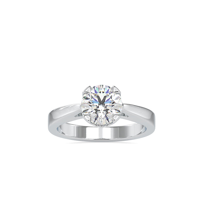 round cut tulip solitaire diamond ring in white gold