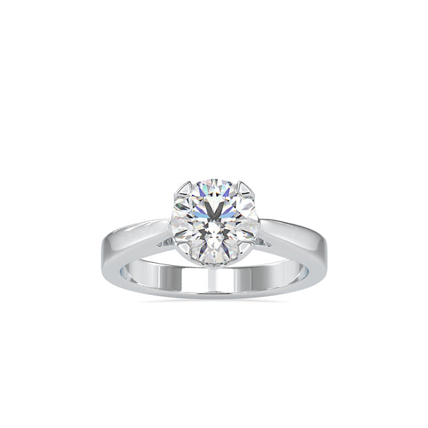 round cut tulip solitaire diamond ring in white gold