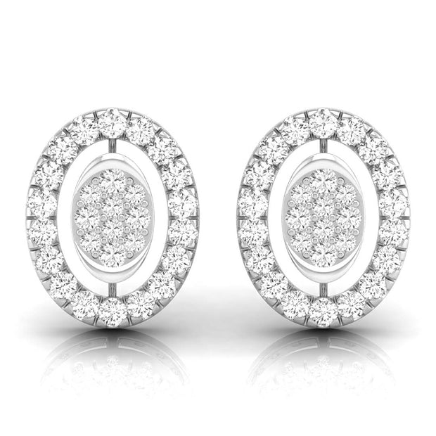 round diamond stud earrings in white gold
