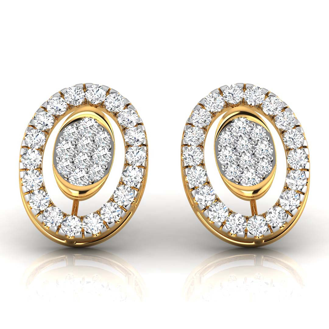round diamond stud earrings in yellow gold