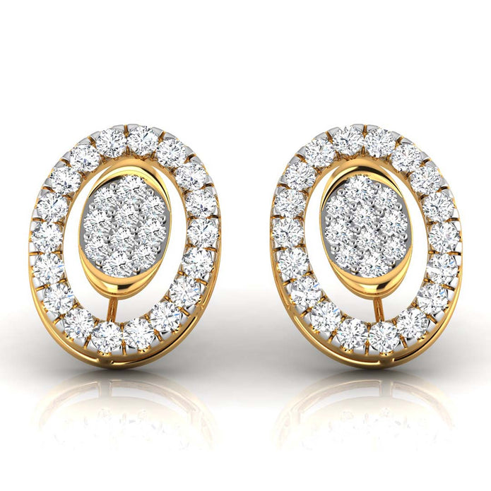 round diamond stud earrings in yellow gold