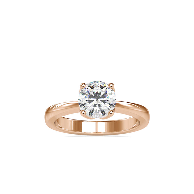 round cut solitaire lab-grown diamond ring in rose gold
