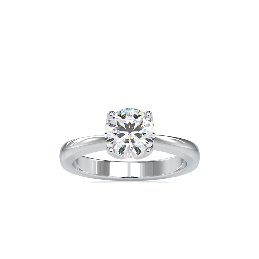 round cut solitaire lab-grown diamond ring in white gold