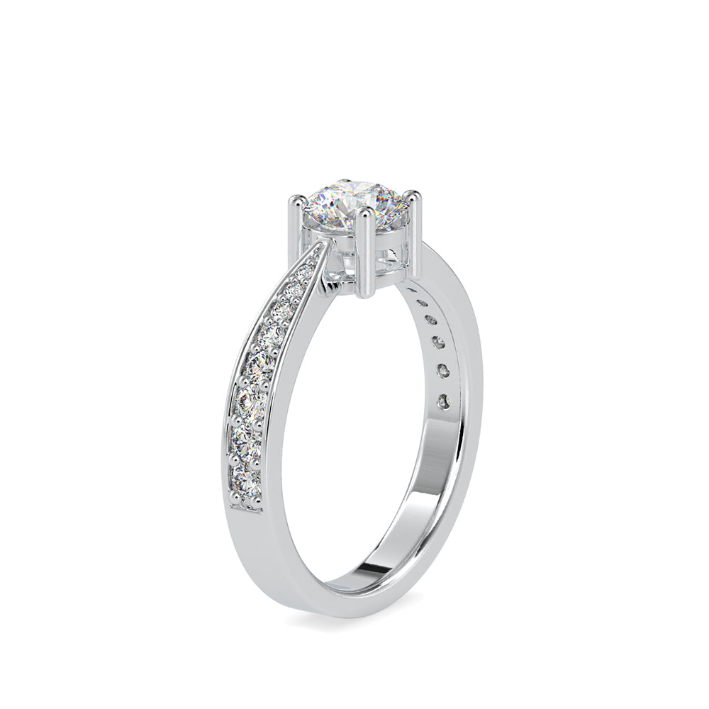 round cut solitaire lab-grown diamond ring in white gold