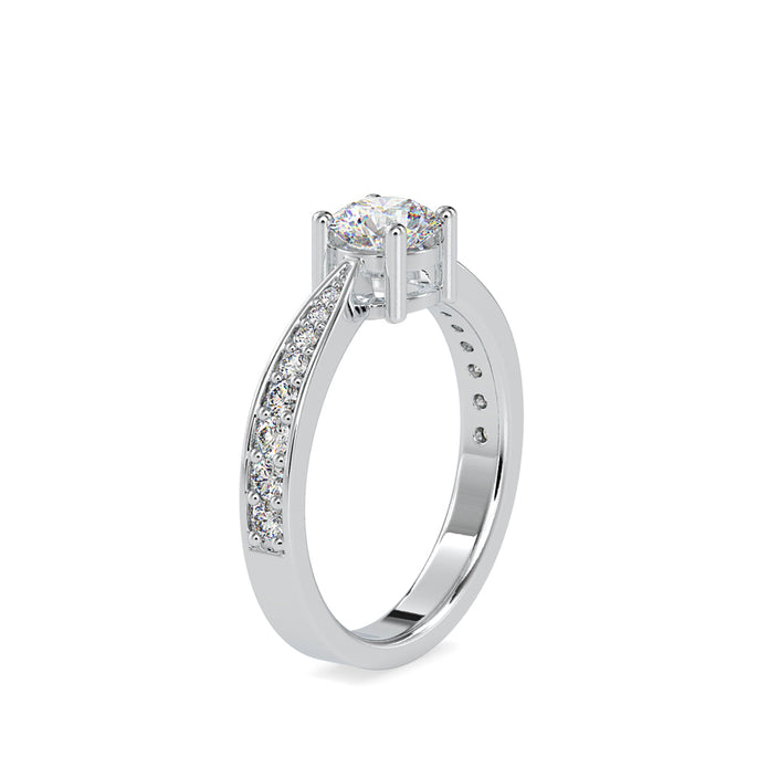 round cut solitaire lab-grown diamond ring in white gold