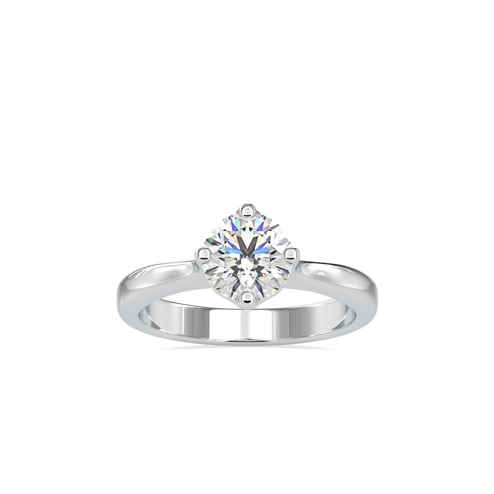 round cut solitaire lab-grown diamond ring in white gold