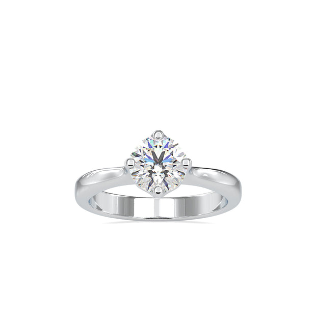 round cut solitaire lab-grown diamond ring in white gold