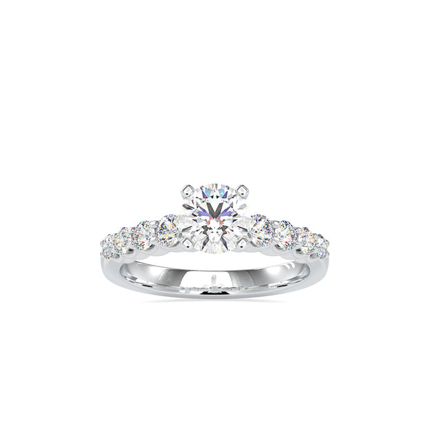 round cut solitaire lab-grown diamond ring in white gold